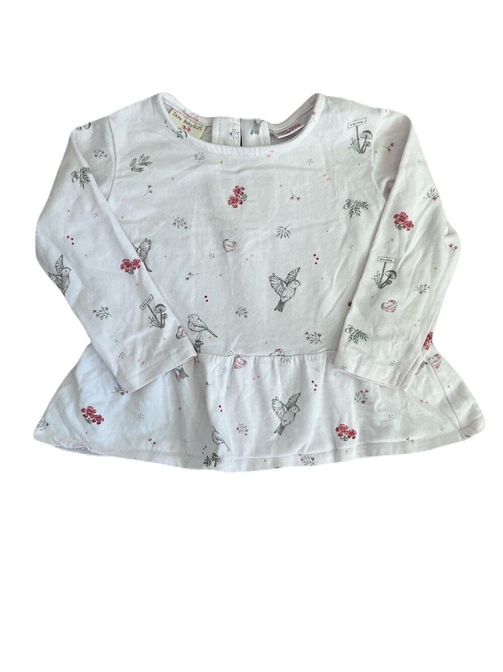 🩵 4/$20 Zara Pale Pink Floral Long Sleeve Kids Tee